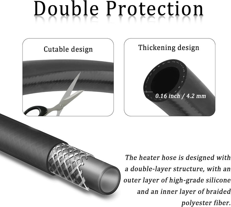 Turcee 9.84 Ft 3/4 Heater Hose,ID19mm OD28mm 3/4 Silicone Heater Hose for Water/Air/Coolant Transportation,Durable Coolant Hoses Car Accessories Withstands Burst Pressure 246psi (3/4In 9.84Ft) - Image 3